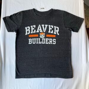 blue 84 Big Kid’s Short Sleeve T-shirt size S, Gray, Beaver Builders,Made In USA